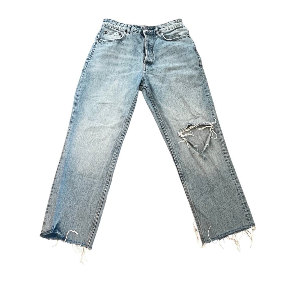 Zara High Rise Distressed Jeans – Button Fly – Women’s Size‎ 6